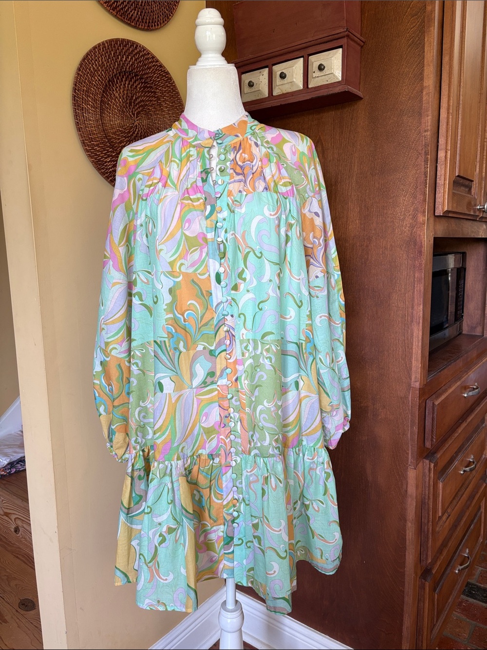 Antonio Melani Brynn pin tuck detail mock neck and tie belt waist dress size 6 - Picture 5 of 15